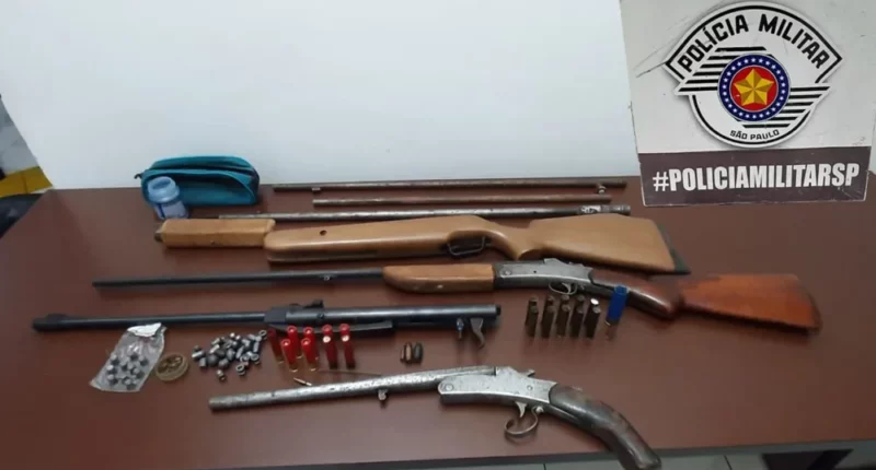 Armas e munições apreendidas com suspeito de tentativa de homicídio em Tupã (SP) — Foto: Polícia Militar/Divulgação