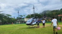 Registro feito de helicóptero por tupaense dos estragos no litoral norte de São Paulo durante resgate — Foto: Arquivo pessoal