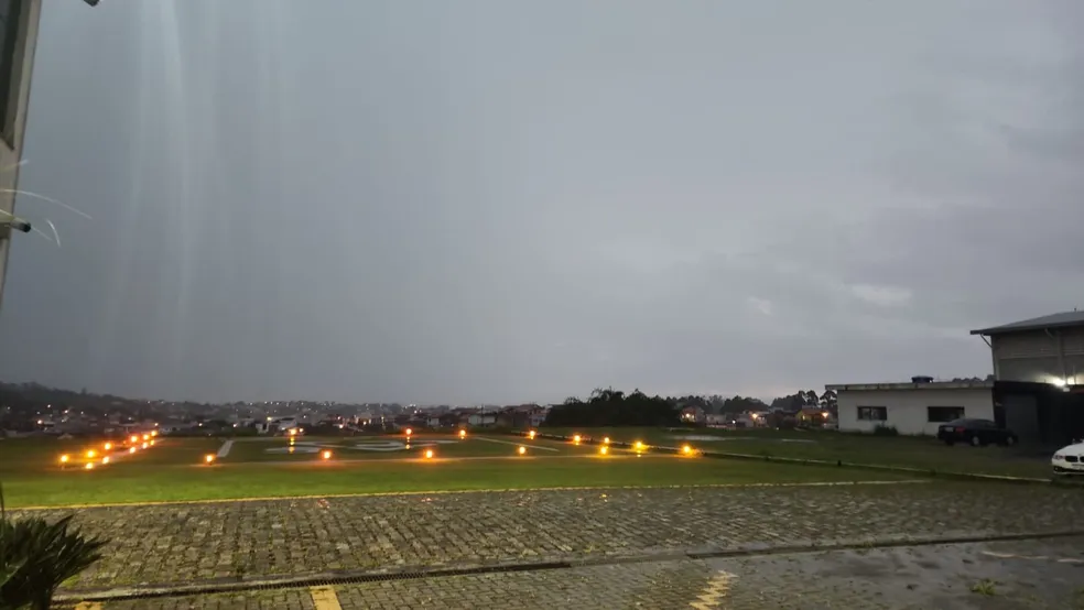 Heliporto utilizado para pouso não programado durante resgate de família de Tupã (SP) em região atingida pelas chuvas — Foto: Arquivo pessoal