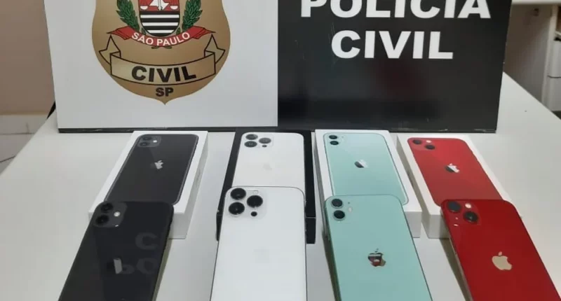 Após investigação policial, quatro aparelhos celulares furtados foram recuperados nesta quarta-feira (1º) — Foto: Polícia Civil