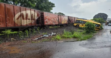 Ônibus escolar da Apae é atingido por trem no Paraná; duas meninas morreram — Foto: Rodrigo Grando/RPC
