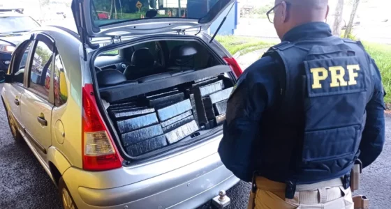 Homem é preso viajando com mais de 300 kg de maconha no porta-malas do carro em Ourinhos (SP) — Foto: Polícia Rodoviária Federal/Divulgação
