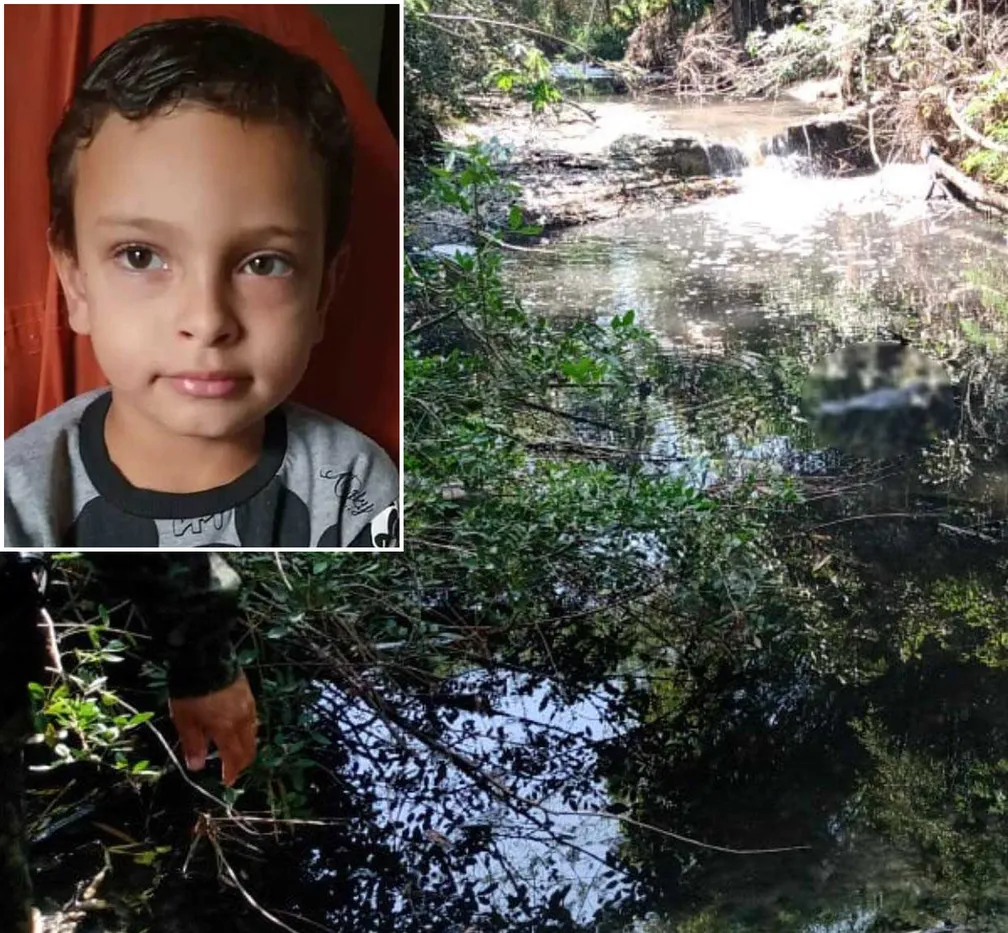 Corpo de João Pedro foi encontrado em um córrego na zona rural de Santo Anastácio (SP) — Foto: Reprodução/Facebook e Polícia Ambiental